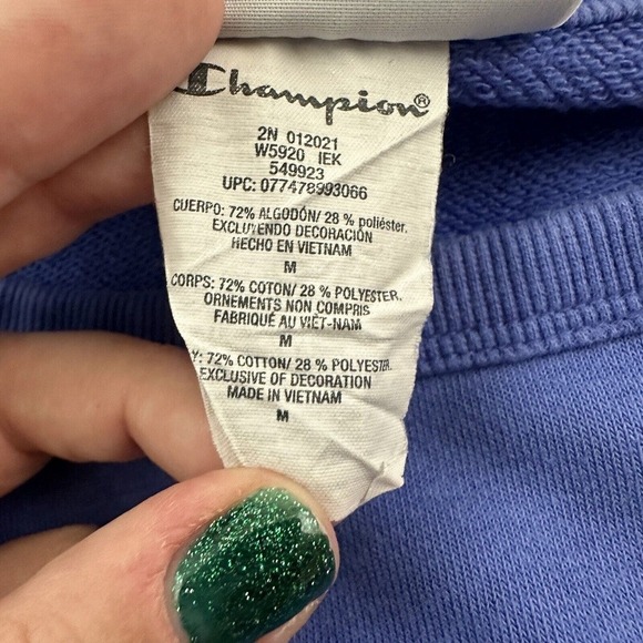 Champion Womens Cropped Pullover Sweatshirt Size M Periwinkle Purple Lounge - Picture 7 of 12